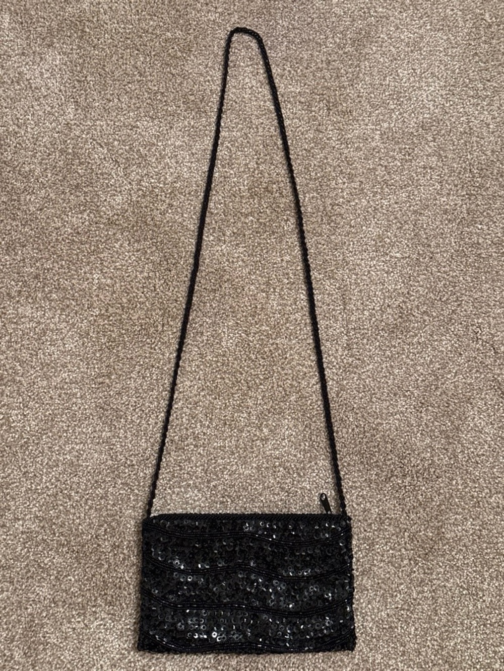 Black Sequin Crossbody Evening Bag